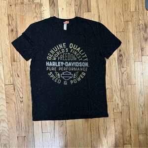 New and Unworn Harley-Davidson Black Speckled Tee size Large